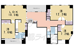 ＣｏＣｏ五条大宮 7階3LDKの間取り