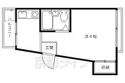 コーポ香月 1Kの間取図画像