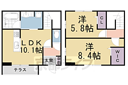 京都市営烏丸線 国際会館駅 徒歩14分の賃貸アパート 1階2LDKの間取り