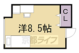 叡山電鉄叡山本線 元田中駅 徒歩12分の賃貸マンション 2階ワンルームの間取り