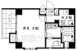 アスヴェル京都東山五条 5階1Kの間取り