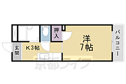 京都地下鉄東西線 小野駅 徒歩18分の賃貸マンション 2階1Kの間取り
