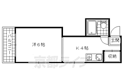 京都地下鉄東西線 椥辻駅 徒歩10分の賃貸マンション 1階1Kの間取り