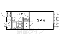 JR東海道・山陽本線 山科駅 徒歩2分の賃貸マンション 2階1Kの間取り