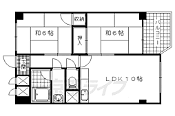 京都地下鉄東西線 小野駅 徒歩10分の賃貸マンション 5階2LDKの間取り