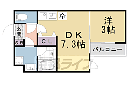 JR東海道・山陽本線 山科駅 徒歩15分の賃貸マンション 3階1DKの間取り
