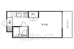 京都地下鉄東西線 御陵駅 徒歩13分の賃貸マンション 1階1Kの間取り