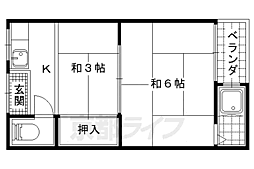 松山荘 2Kの間取図画像
