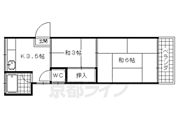京阪京津線 四宮駅 徒歩5分の賃貸アパート 1階2Kの間取り