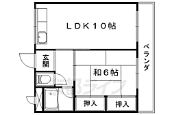 京都地下鉄東西線 東野駅 徒歩27分の賃貸マンション 2階1LDKの間取り