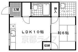京都地下鉄東西線 東野駅 徒歩13分の賃貸マンション 4階1LDKの間取り