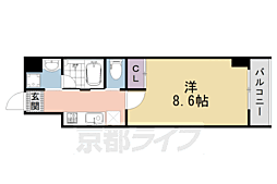 Ｖｉｎｅ　Ｏａｋ　Ｒａｂｂｉ（バインオーク　ラビ） 5階1Kの間取り