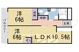 JR東海道・山陽本線 西大路駅 徒歩10分の賃貸マンション 6階2LDKの間取り