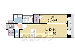 京都市営烏丸線 十条駅 徒歩4分の賃貸マンション 7階1LDKの間取り