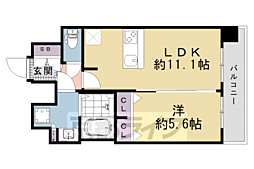 京都市営烏丸線 十条駅 徒歩4分の賃貸マンション 6階1LDKの間取り