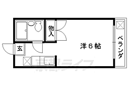 京都市営烏丸線 松ヶ崎駅 徒歩10分の賃貸マンション 2階1Kの間取り