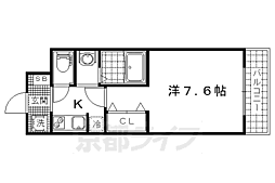 京都地下鉄東西線 御陵駅 徒歩10分の賃貸マンション 1階1Kの間取り