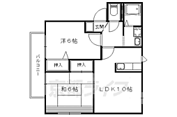 JR東海道・山陽本線 山科駅 徒歩8分の賃貸アパート 1階2LDKの間取り