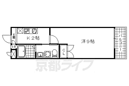 京都地下鉄東西線 椥辻駅 徒歩3分の賃貸マンション 2階1Kの間取り