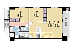 ルーシア清水五条 2階2LDKの間取り