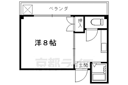 京福電気鉄道北野線 北野白梅町駅 徒歩20分の賃貸マンション 2階1Kの間取り