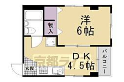 京都市営烏丸線 北山駅 徒歩12分の賃貸マンション 3階1DKの間取り