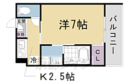 京都地下鉄東西線 御陵駅 徒歩14分の賃貸アパート 1階1Kの間取り