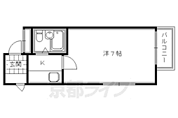 ピア御所 3階1Kの間取り