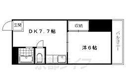 京阪本線 出町柳駅 徒歩3分の賃貸マンション 4階1DKの間取り