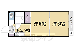 叡山電鉄叡山本線 元田中駅 徒歩4分の賃貸マンション 5階2Kの間取り