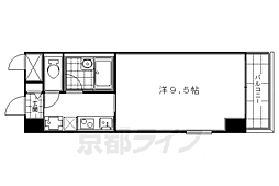 響の館 2階1Kの間取り