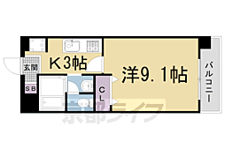 京阪本線 神宮丸太町駅 徒歩12分の賃貸マンション 3階1Kの間取り