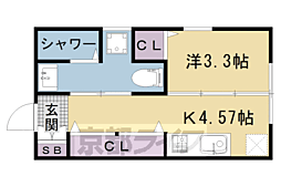 グレース京都二条 1階1Kの間取り