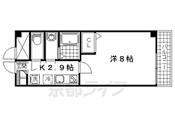 京都地下鉄東西線 小野駅 徒歩3分の賃貸マンション 4階1Kの間取り