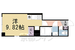京都市営烏丸線 丸太町駅 徒歩10分の賃貸マンション 4階ワンルームの間取り