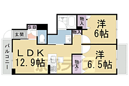 叡山電鉄鞍馬線 岩倉駅 徒歩10分の賃貸アパート 1階2LDKの間取り