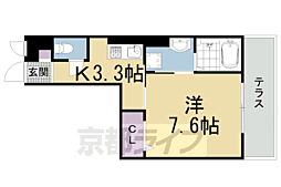 京阪本線 出町柳駅 徒歩11分の賃貸アパート 1階1Kの間取り