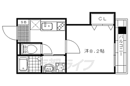 アソルティ西院 3階1Kの間取り