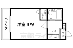 エルフ上夷 3階1Kの間取り