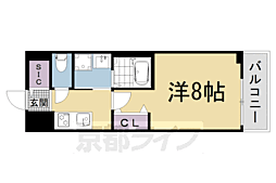 叡山電鉄叡山本線 修学院駅 徒歩6分の賃貸マンション 5階1Kの間取り