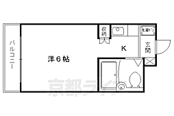 ウエストコートＩ 2階1Kの間取り