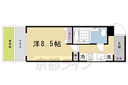 京都市営烏丸線 今出川駅 徒歩9分の賃貸マンション 1階1Kの間取り