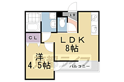 京都市営烏丸線 今出川駅 徒歩8分の賃貸アパート 1階1LDKの間取り