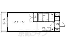 京都市営烏丸線 松ヶ崎駅 徒歩5分の賃貸マンション 2階1Kの間取り