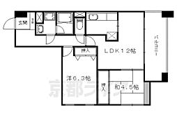 グランディオス京都東 2LDKの間取図画像