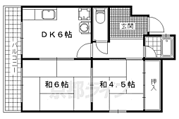 サンクレオ西野 2DKの間取図画像
