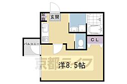 ビエノス京都花園 1Kの間取図画像