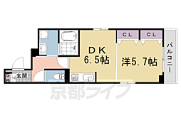 ヒカルサ京都梅津東 1DKの間取図画像