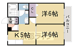 クレスト太秦 2DKの間取図画像