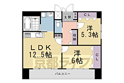 メゾリエ・リンクス伏見桃山 2LDKの間取図画像